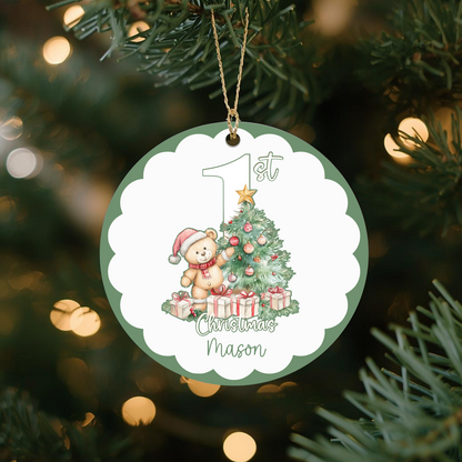 Babies 1st Christmas. Personalised Gift Printed Christmas Bauble-optional Gift Box
