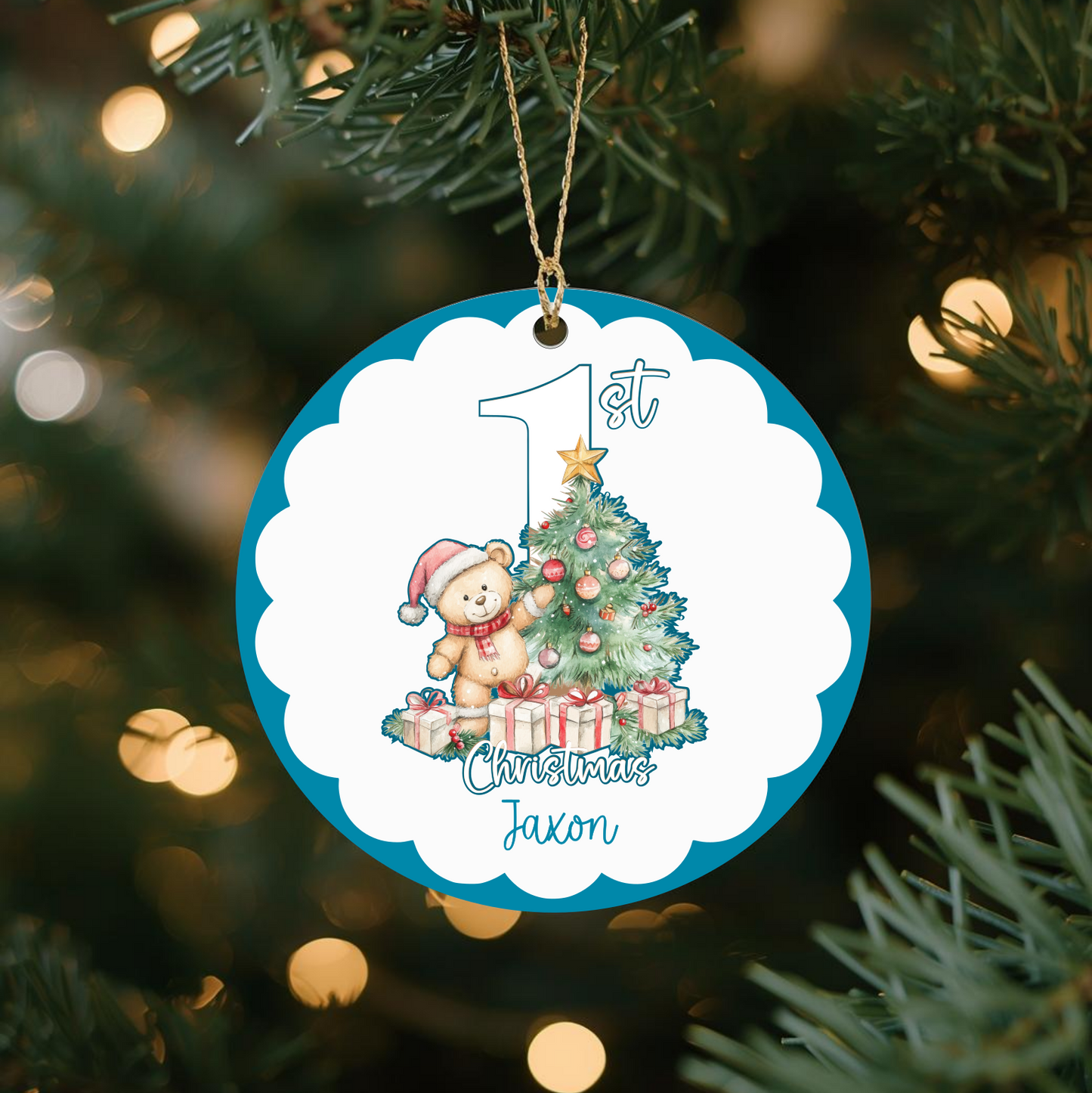 Babies 1st Christmas. Personalised Gift Printed Christmas Bauble-optional Gift Box