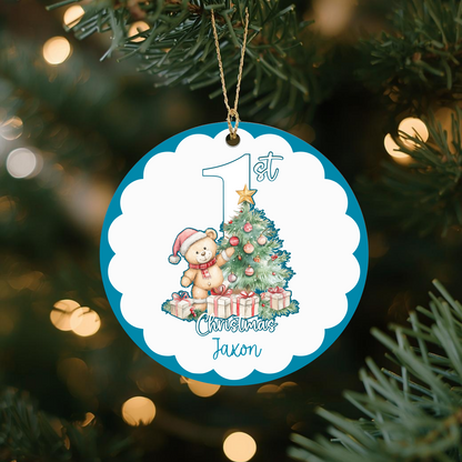 Babies 1st Christmas. Personalised Gift Printed Christmas Bauble-optional Gift Box