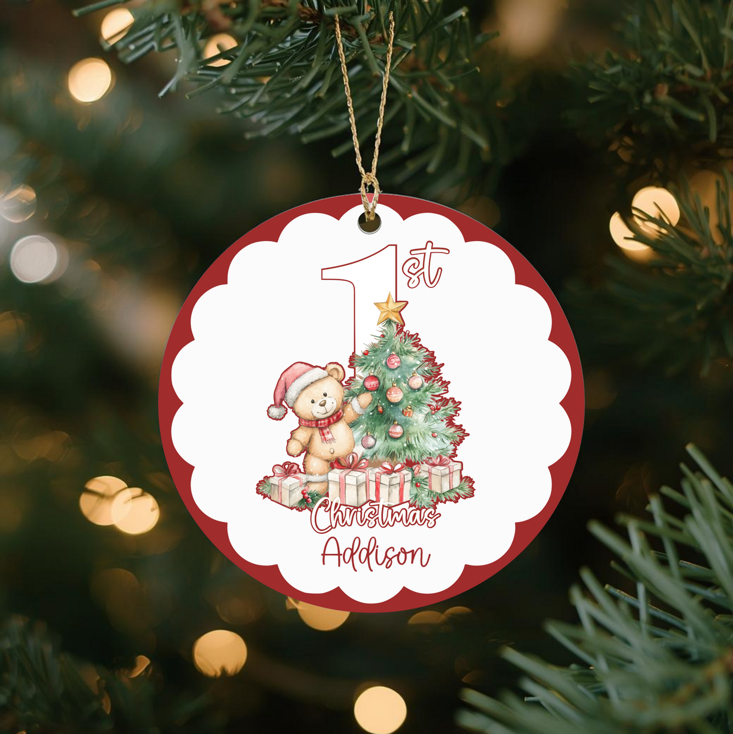 Babies 1st Christmas. Personalised Gift Printed Christmas Bauble-optional Gift Box