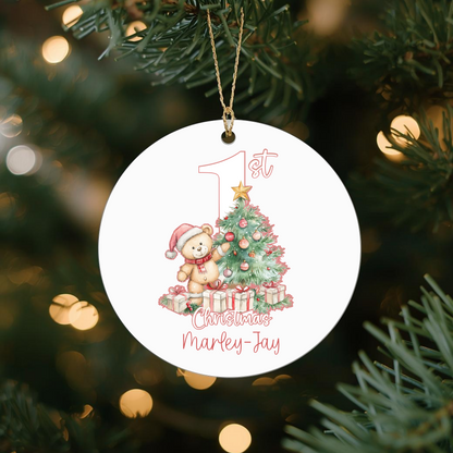Babies 1st Christmas. Personalised Gift Printed Christmas Bauble-optional Gift Box