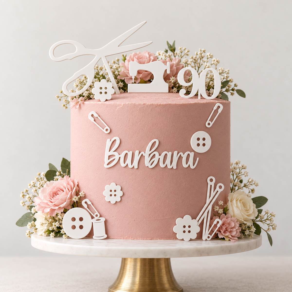 Acrylic Sewing theme cake topper/charm set.