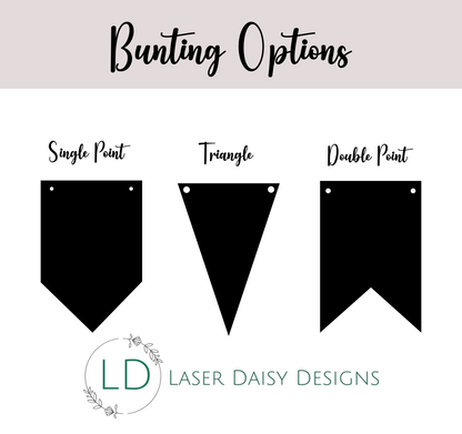 3mm Frosted Clear Cast Acrylic Bunting Shape. Blanks