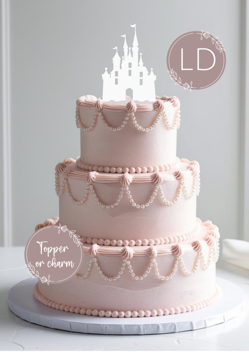 Princess Castle Cake Topper or Charm. Various Colours & Sizes