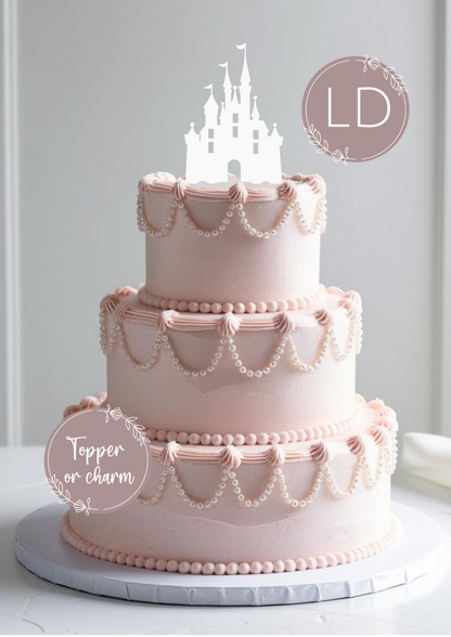 Princess Castle Cake Topper or Charm. Various Colours & Sizes