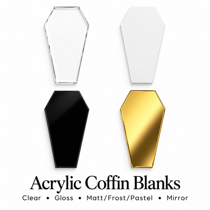 Acrylic coffin Shape Blanks. Various Sizes, Quantities and Colours