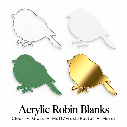 Acrylic robin Shape Blanks. Various Sizes, Quantities and Colours