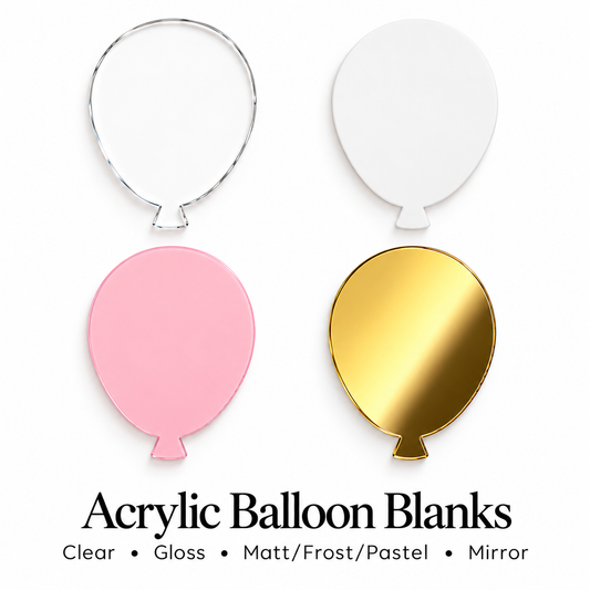 Acrylic balloon Shape Blanks. Various Sizes, Quantities and Colours