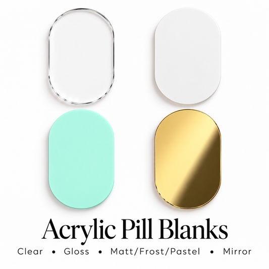 Acrylic Pill Shape Blanks. Various Sizes, Quantities and Colours