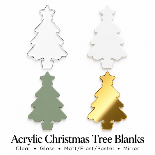 Acrylic Christmas Tree Shape Blanks. Various Sizes, Quantities and Colours