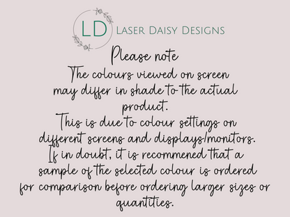 Colour Samples-Laser Daisy Designs. Full set or set of your choice.