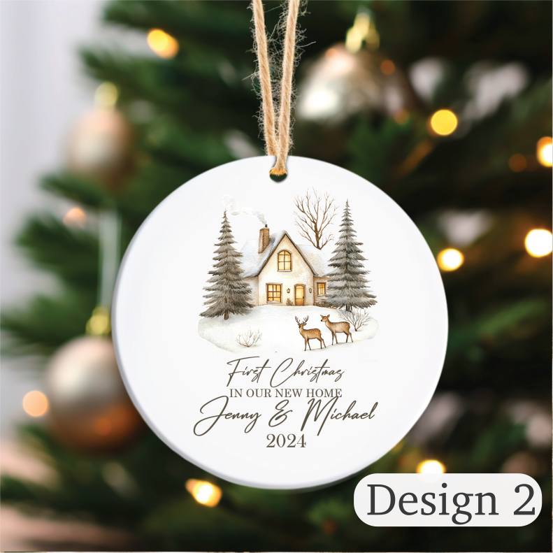First Christmas in our new home. Personalised Printed Christmas Bauble