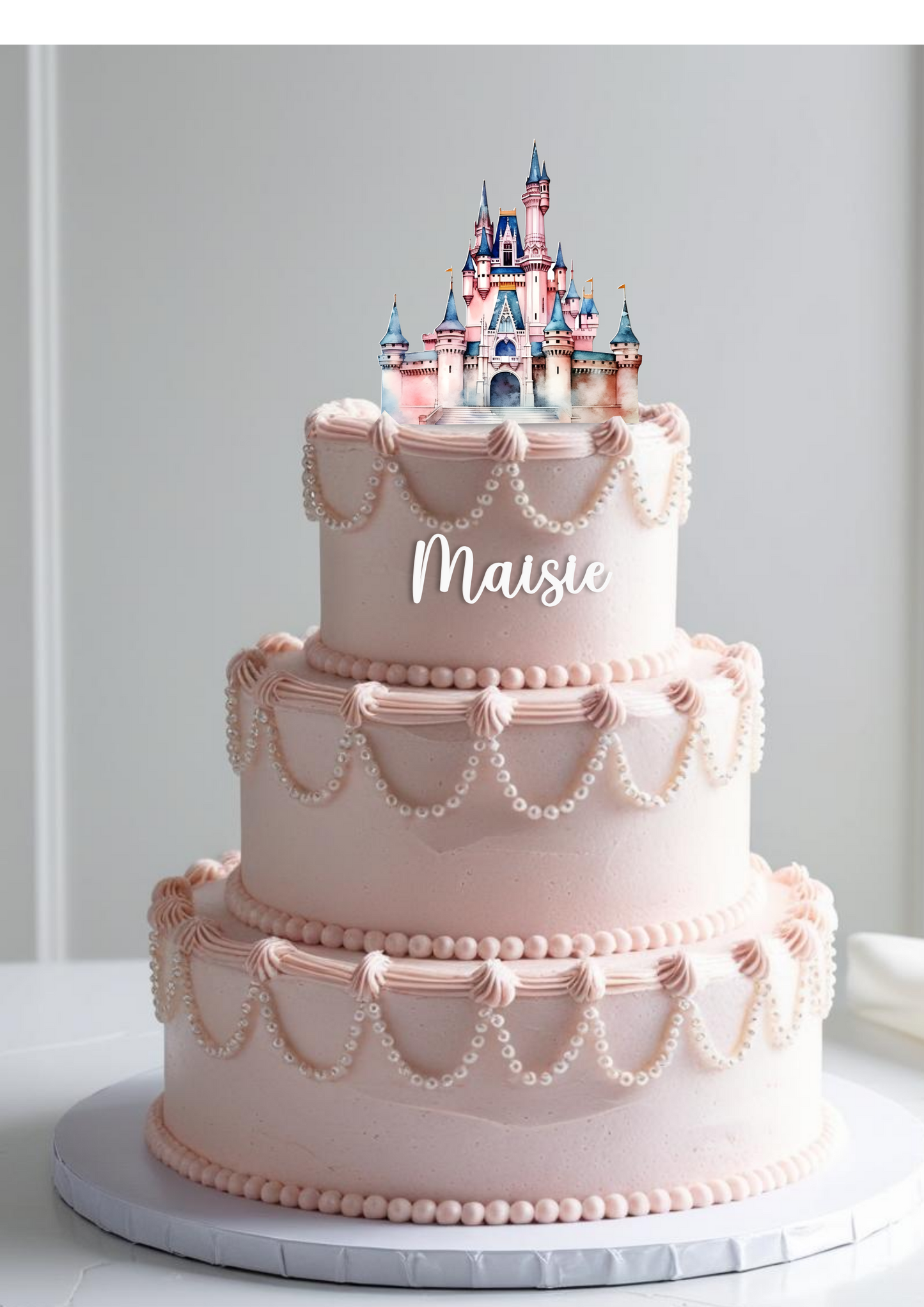 Printed Princess Castle Cake Topper or Charm. Various Designs & Sizes