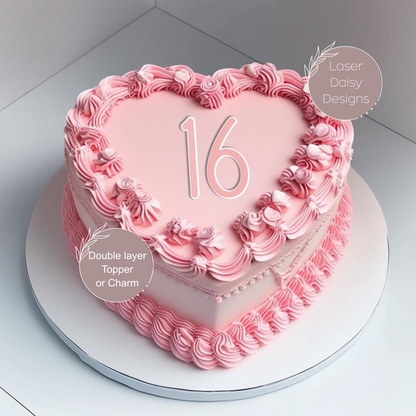 Double layer Number/Age. Various Size, Fonts & Colour Options.