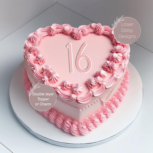 Double layer Number/Age. Various Size, Fonts & Colour Options.