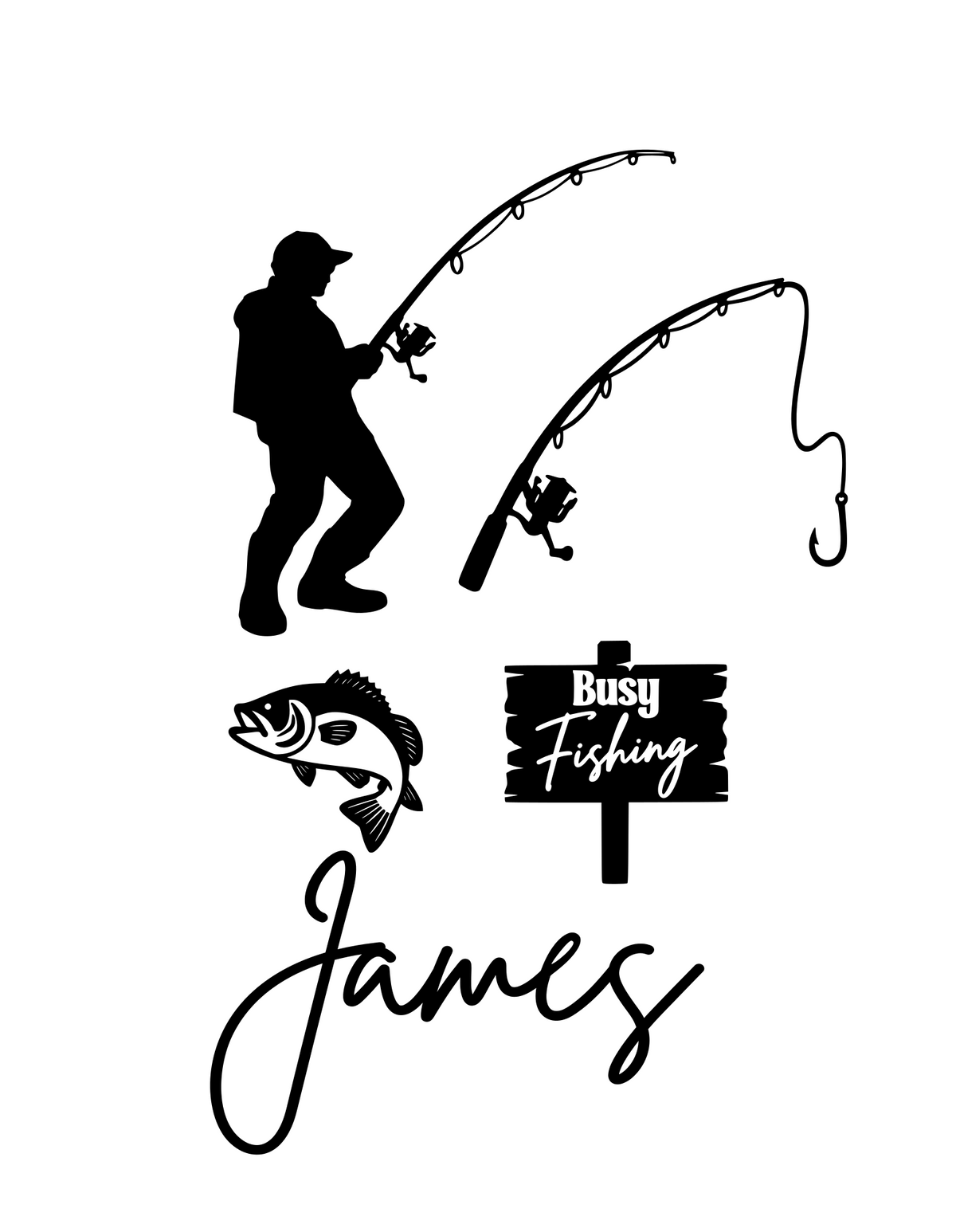 Acrylic Fishing theme cake topper/charm set.