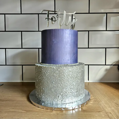 Acrylic 'Forty' Cake Topper or Charm. Various Fonts, Colours & Sizes