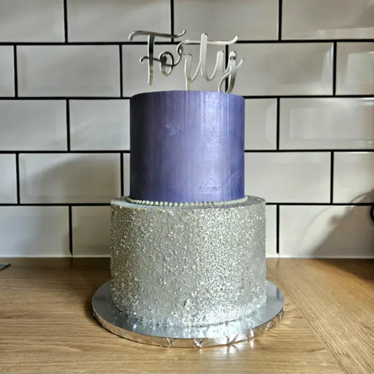 Acrylic 'Forty' Cake Topper or Charm. Various Fonts, Colours & Sizes