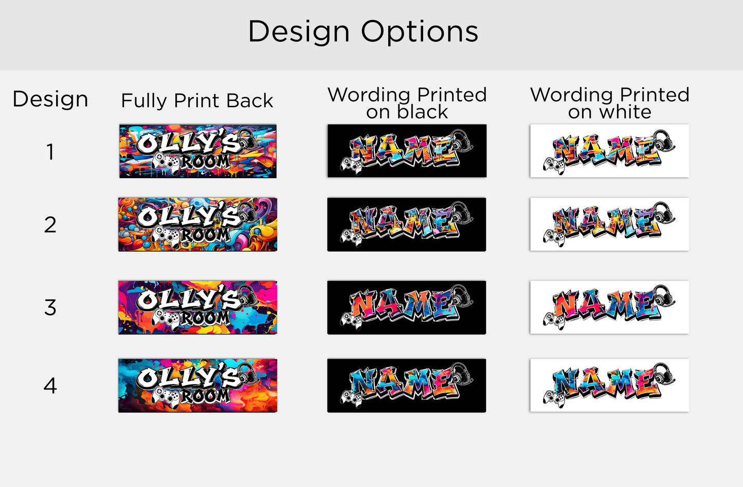 Personalized graffiti gaming style sign. Optional design style & size.