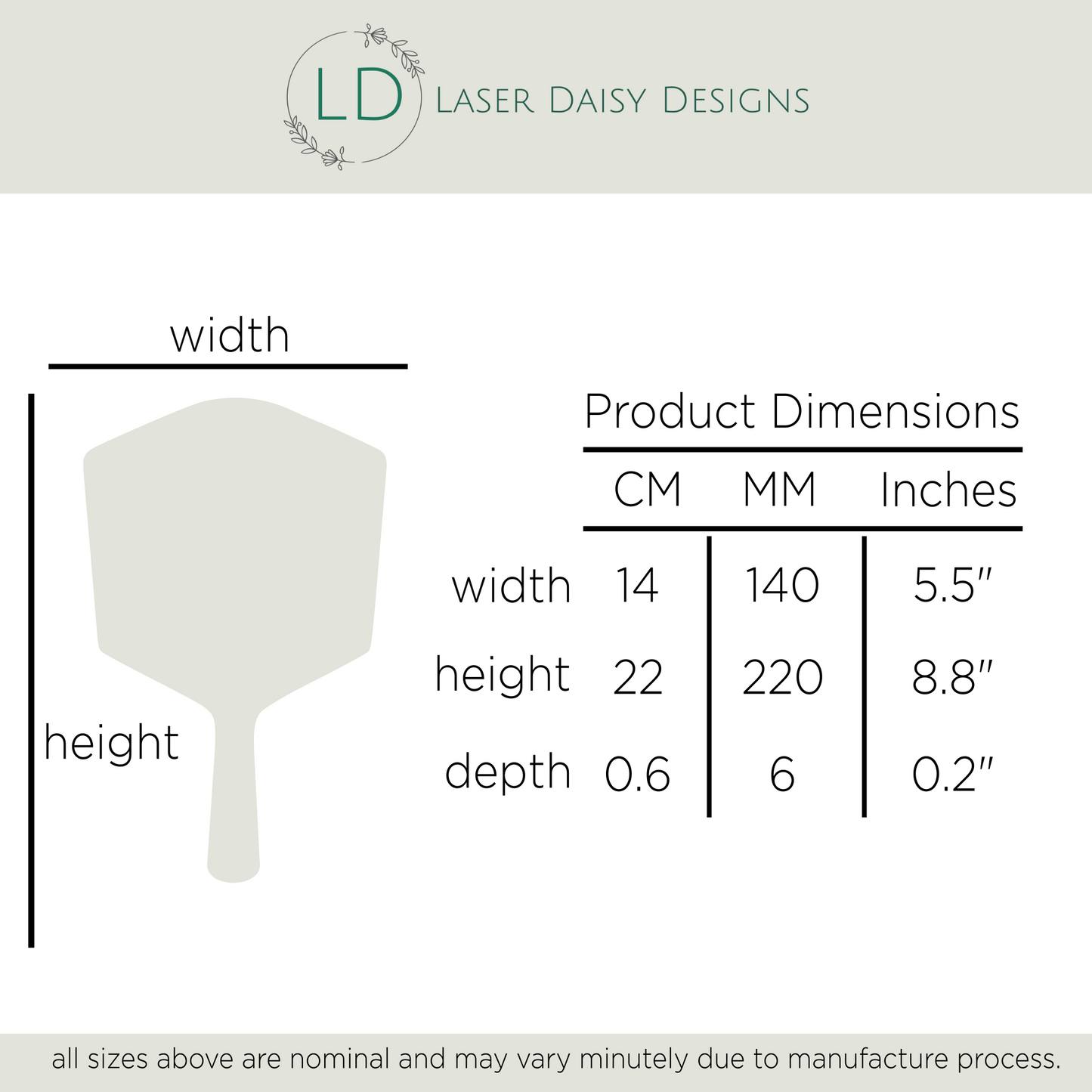 Personalised Handheld Mirrors. Luxury 6mm, Beauty, MUA, Aesthetics - Branded Logo