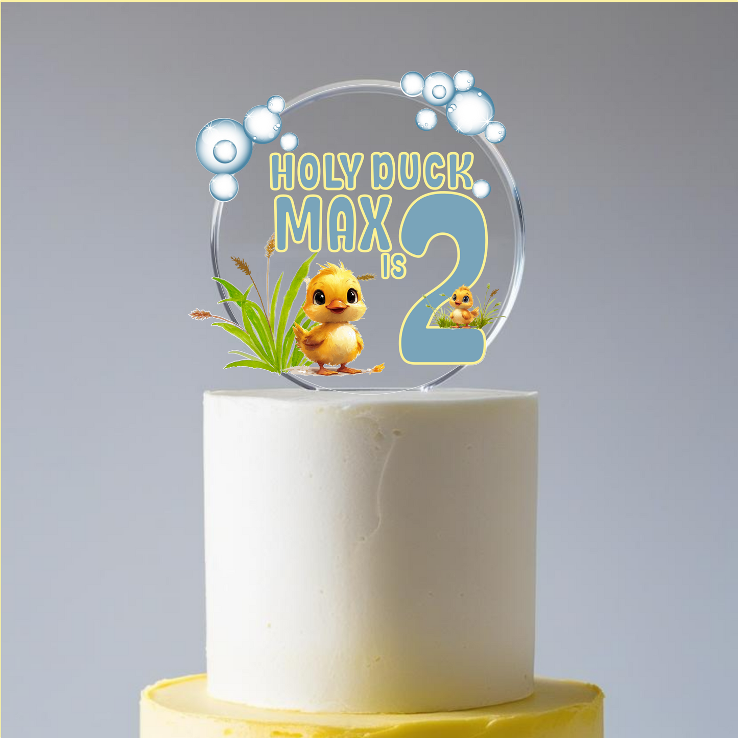 Personalised Duck theme printed cake topper. Fully Personalised. Non edible