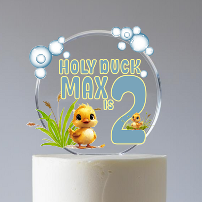 Personalised Duck theme printed cake topper. Fully Personalised. Non edible