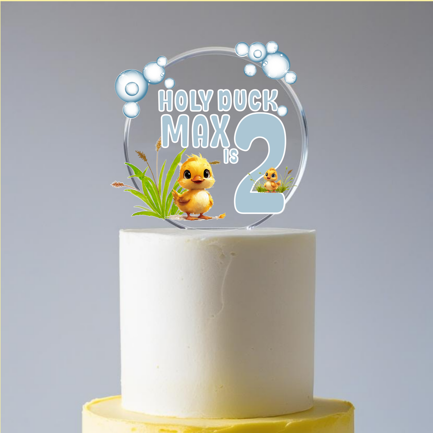 Personalised Duck theme printed cake topper. Fully Personalised. Non edible