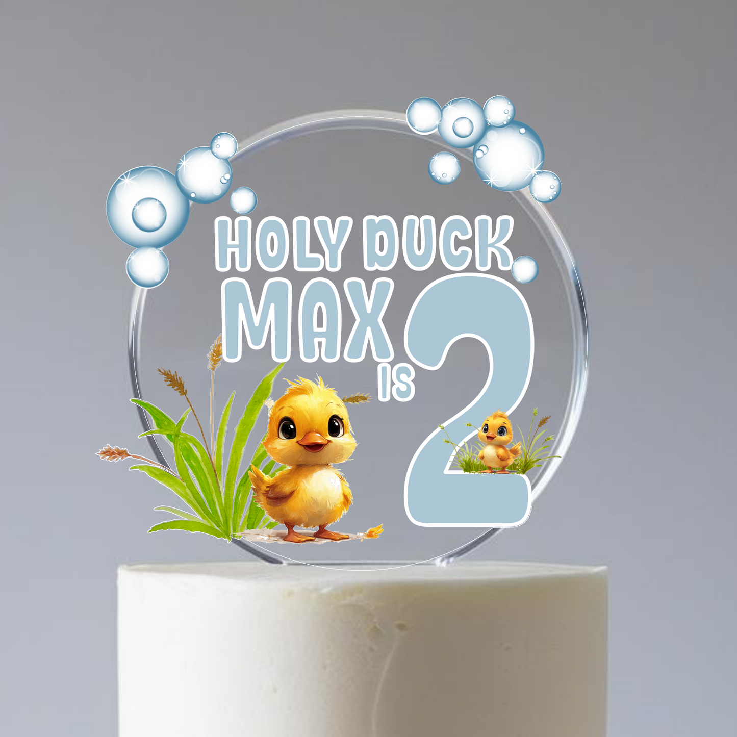 Personalised Duck theme printed cake topper. Fully Personalised. Non edible
