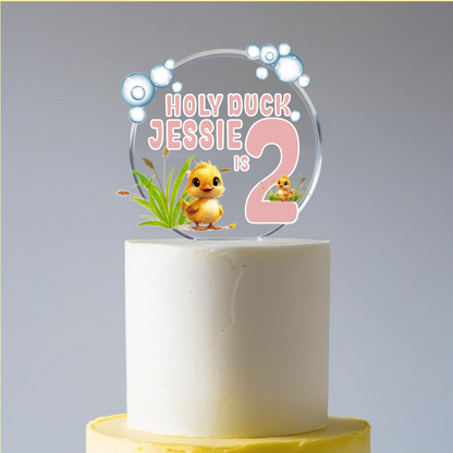Personalised Duck theme printed cake topper. Fully Personalised. Non edible