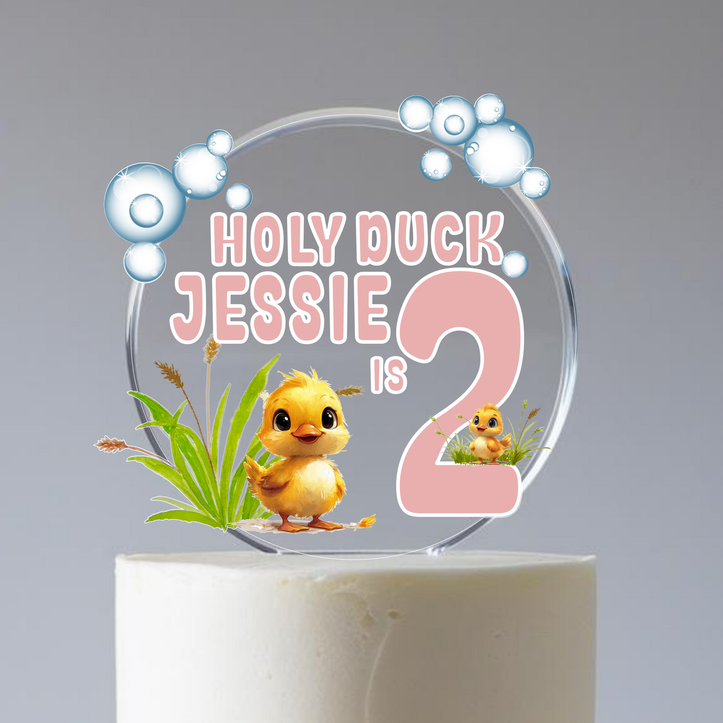 Personalised Duck theme printed cake topper. Fully Personalised. Non edible