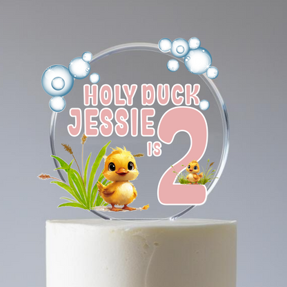 Personalised Duck theme printed cake topper. Fully Personalised. Non edible