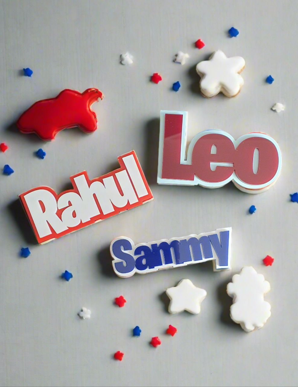 Double layer 'Any Name' Charm or Topper. Various Size & Colour Options.