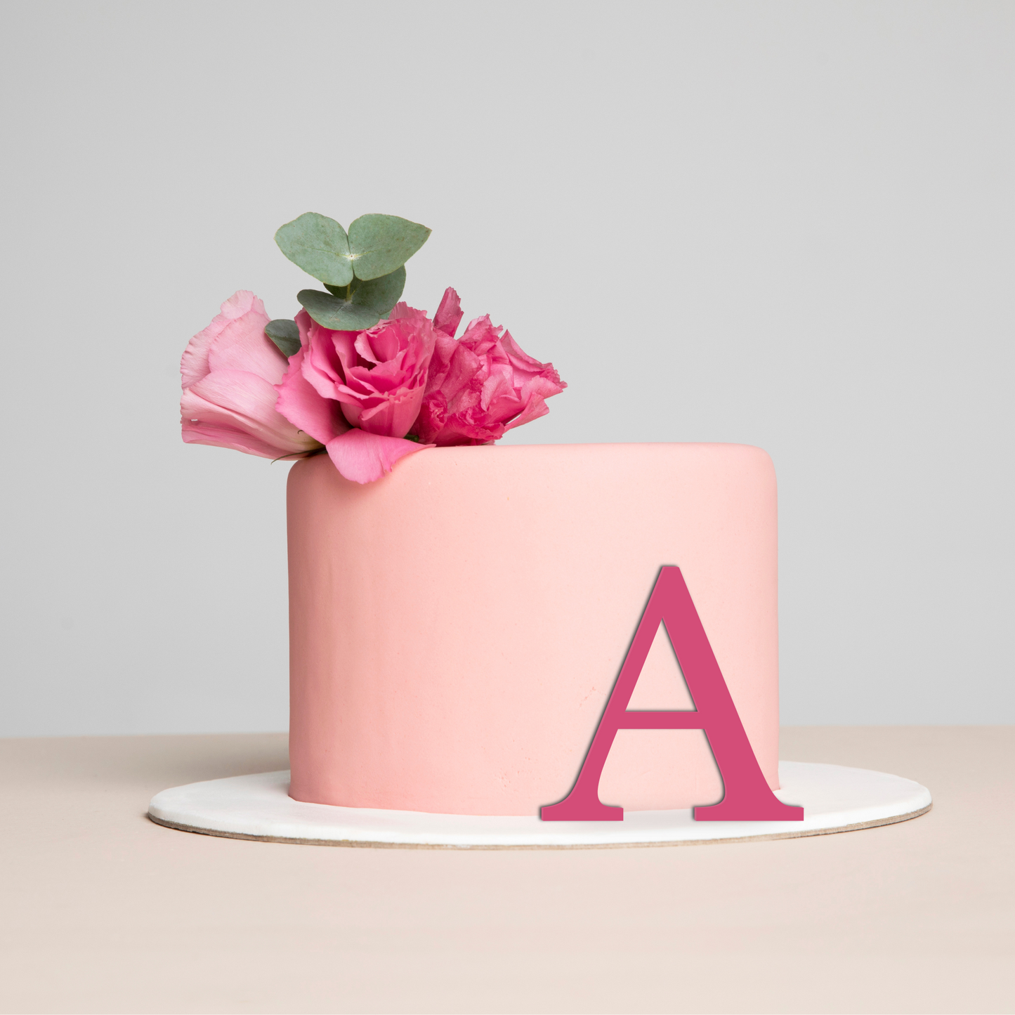 Acrylic Initial Letter Cake Charm or Topper. Various Colours, Fonts and Sizes.
