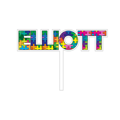 Jigsaw theme 'any name' printed cake topper or charm