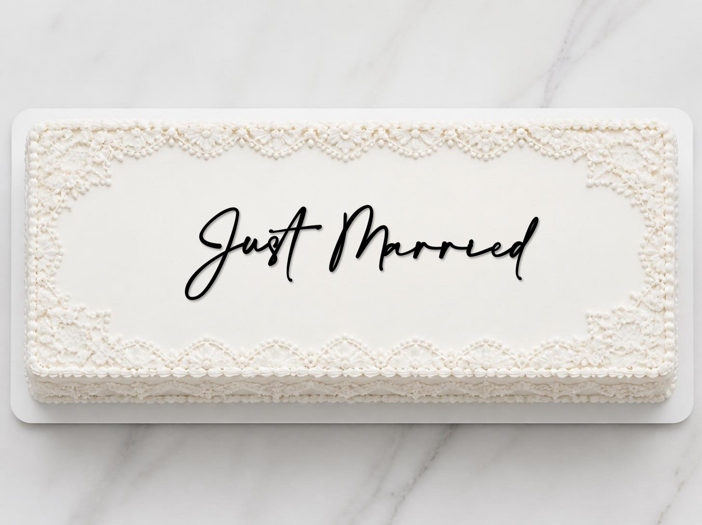 Acrylic Just Married Cake Charm. Various Fonts, Colours & Sizes