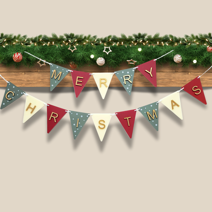 Merry Christmas Festive Garland Bunting Home Décor sign Optional Colours