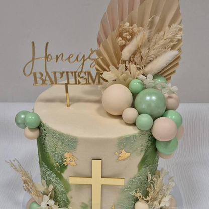 Acrylic 'name's' Christening/Baptism Topper or Charm. Various Fonts, Colours & Sizes