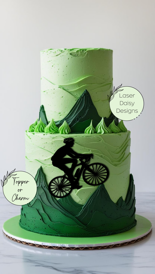 Acrylic Cyclist Cake Charm or Topper. Various Colours & Sizes