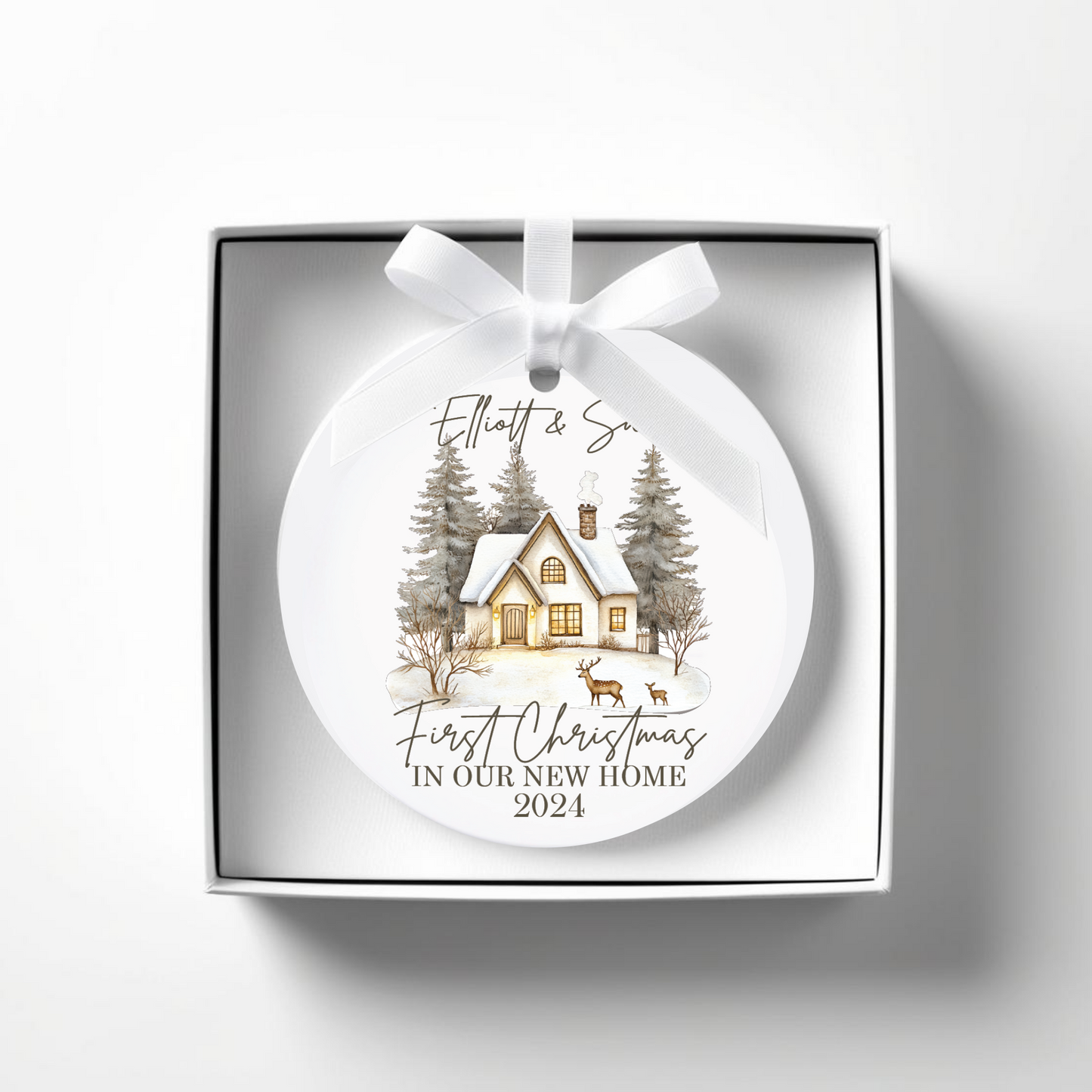 First Christmas in our new home. Personalised Printed Christmas Bauble