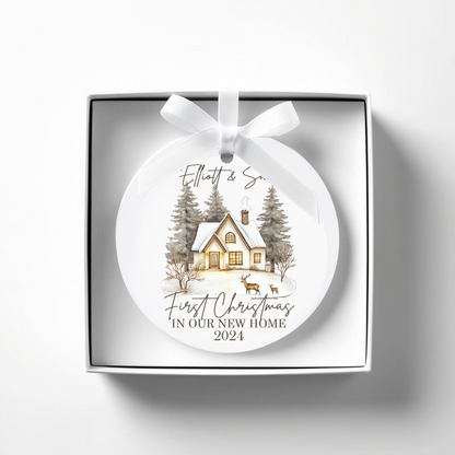 First Christmas in our new home. Personalised Printed Christmas Bauble