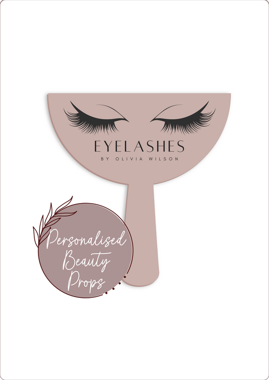 Personalised Printed Beauty Hair Eyelash/Eyebrow Salon Props/Paddles. Various Colours. Optional mirror