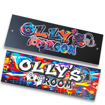 Personalized graffiti gaming style sign. Optional design style & size.