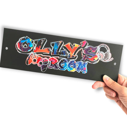 Personalized graffiti gaming style sign. Optional design style & size.