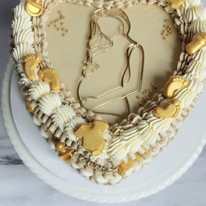 Acrylic Pregnant Woman Mother to be Line Art Cake Charm. Various Colours & Sizes