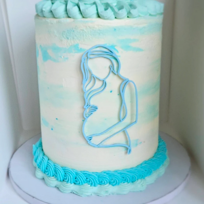 Acrylic Pregnant Woman Mother to be Line Art Cake Charm. Various Colours & Sizes