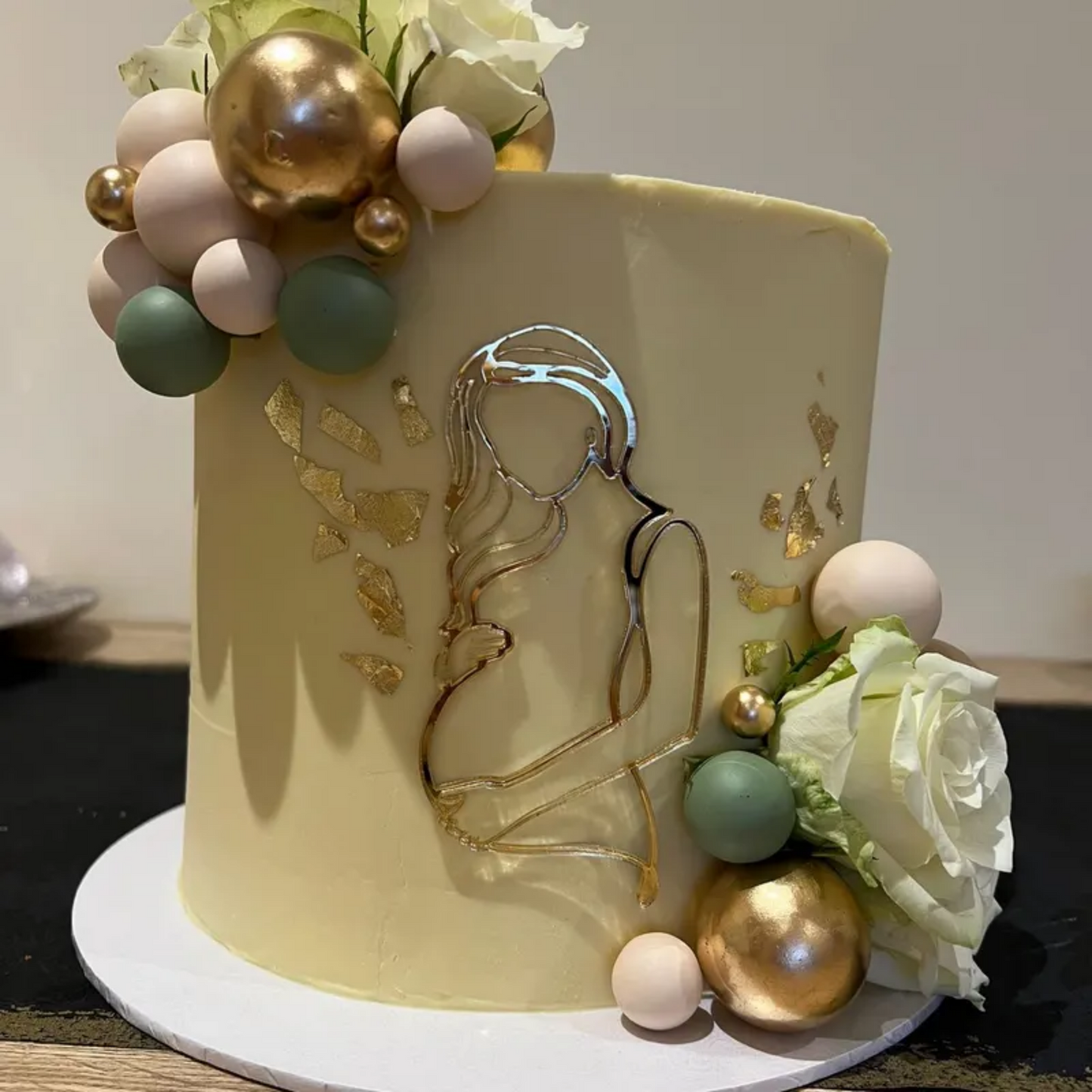 Acrylic Pregnant Woman Mother to be Line Art Cake Charm. Various Colours & Sizes