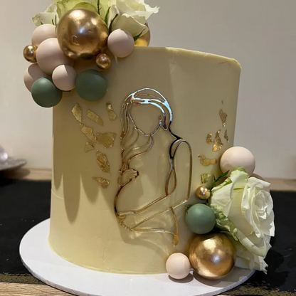 Acrylic Pregnant Woman Mother to be Line Art Cake Charm. Various Colours & Sizes