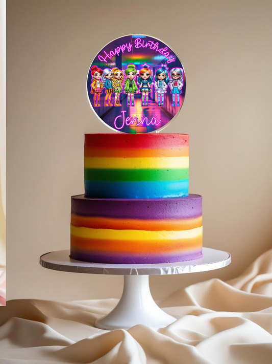 Rainbow School Girl Theme Acrylic Cake Topper. Personalised. Non edible