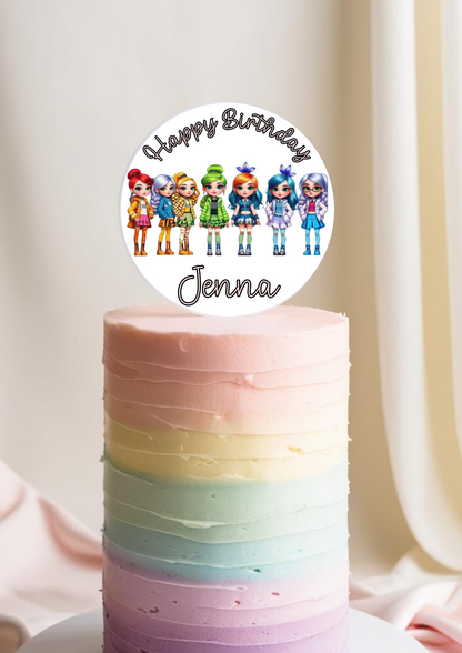 Rainbow School Girl Theme Acrylic Cake Topper. Personalised. Non edible