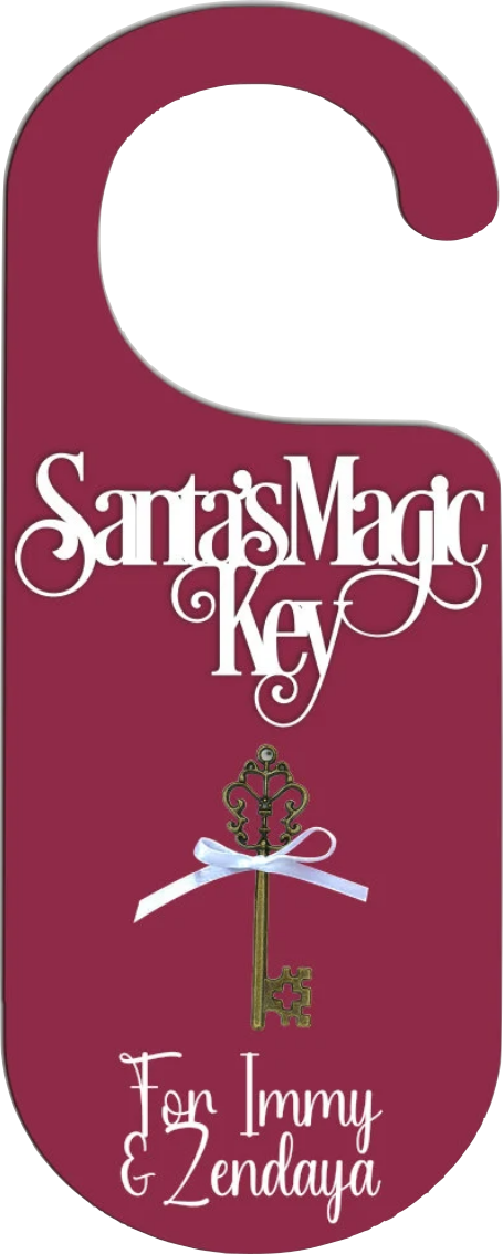 Santa's Magic Key | Door Hanger | Personalised Christmas Decoration Keepsake. Various colours & designs available.